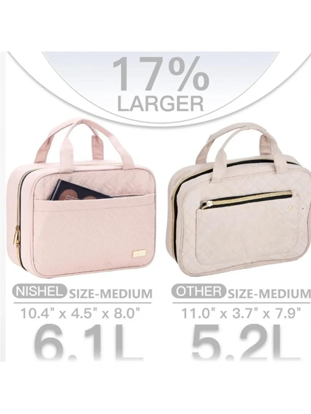 Portable Hanging Toiletry Bag for Women - Travel Organizer for Shampoo, Makeup